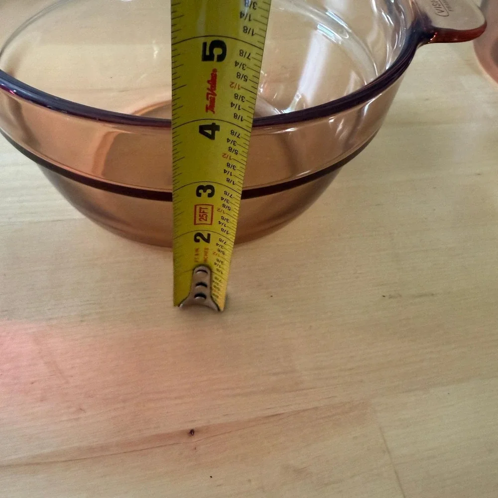 Vintage Visions France Amber Glass Casserole Baking Dish 1.5 Qt Round‎ Retro MCM